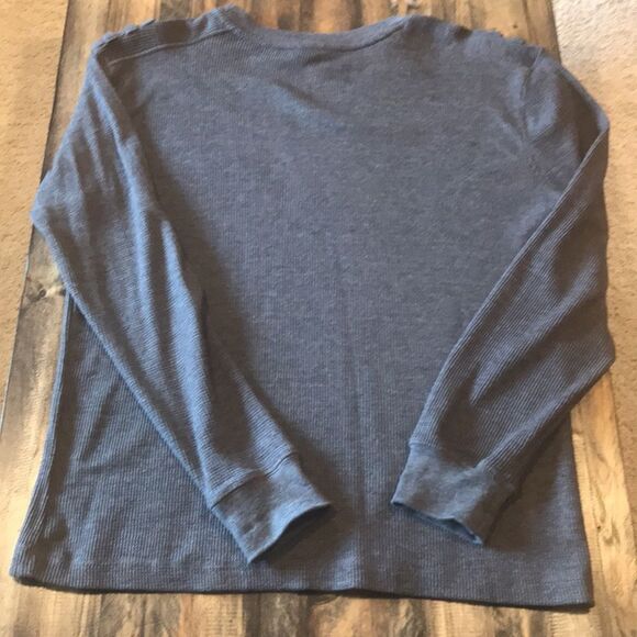 Men's L Grey Long Sleeve Ribbed Henley - Picture 5 of 5
